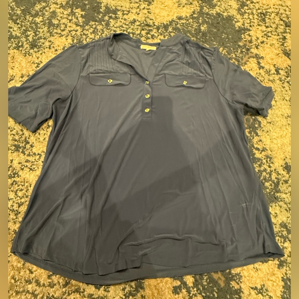 Gray Button-Up Blouse